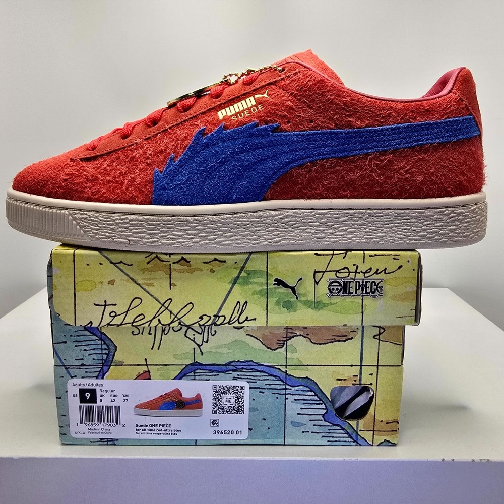 One Piece x Puma Suede Buggy 396520-01 Mens 9 Shoes Red Blue Athletic Sneaker